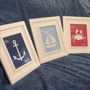Nautical Themed Framed Wall Art Set - White